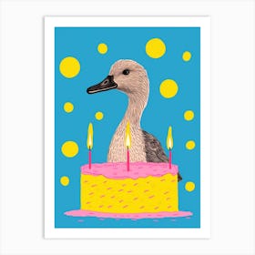 Blue Birthday Cake Duck 1 Art Print