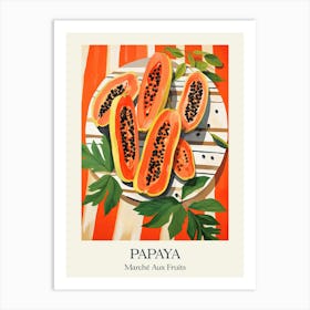 Marche Aux Fruits Papaya Fruit Summer Illustration 6 Art Print