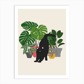 Plants And Cat Art Print