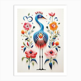 Scandinavian Bird Illustration Crane 1 Art Print