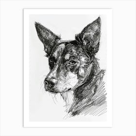 Pointed Dog Line Sketch 2 Art Print