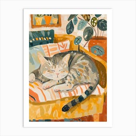 Cat On The Couch Art Print