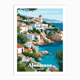 Alonissos Greece Coastal Travel Art Illustration Art Print