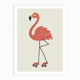 Flamingo On Roller Skates 1 Art Print