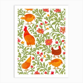 Chicken William Morris Style Bird Art Print