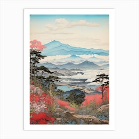 Shosenkyo Gorge In Yamanashi, Ukiyo E Drawing 3 Art Print