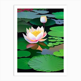 Blooming Lotus Flower In Pond Fauvism Matisse 2 Art Print