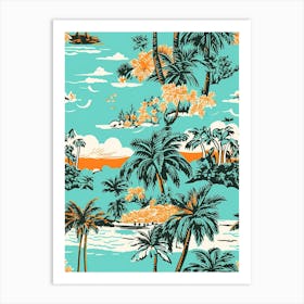 Negril, Jamaica, Inspired Travel Pattern 3 Art Print