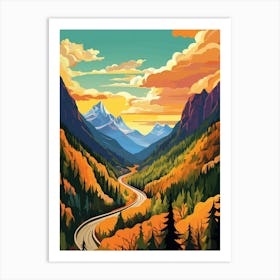 North Cascades National Park Retro Pop Art 4 Art Print