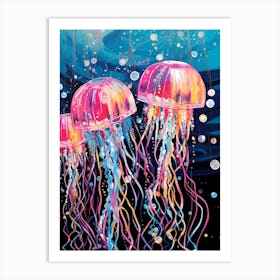 Rainbow Jellyfish Illustrations 3 Art Print