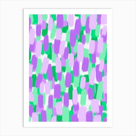 Abstract Brush Strokes Purple and Green Art Print