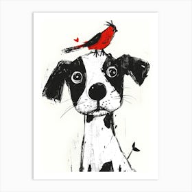 Dog With Bird Art Print