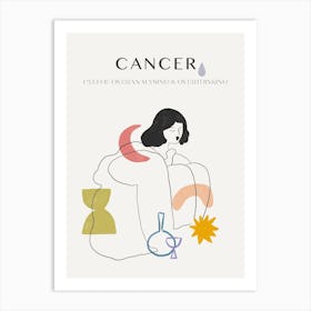 Cancer Zodiac Sign One Line Art Print