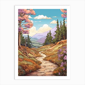 Kepler Track New Zealand 1 Hike Illustration Art Print