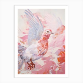 Pink Ethereal Bird Painting Partridge Art Print