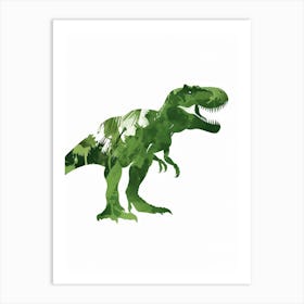 Green Dinosaur Silhouette 8 Art Print