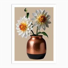 Dahlias In Copper Vase Art Print