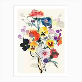 Wild Pansy 2 Collage Flower Bouquet Art Print