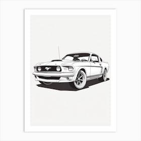 Ford Mustang Line Drawing 2 Art Print