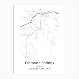 Diamond Springs,United States Minimalist Map 1 Art Print