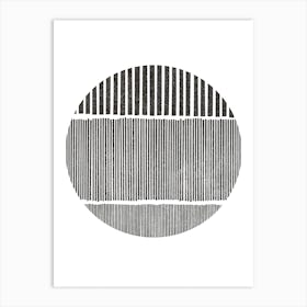 Black And White Lines In Circle Art Print
