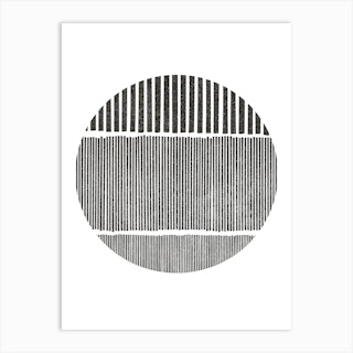 Black And White Lines In Circle Art Print