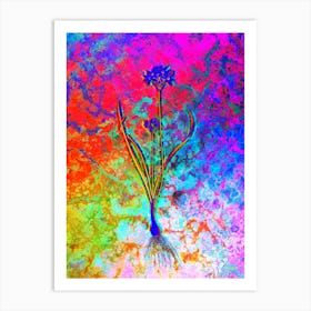 Three Cornered Leek Botanical in Acid Neon Pink Green and Blue n.0107 Art Print