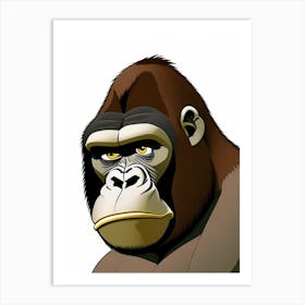Gorilla With Thinking Face, Gorillas Scandi Cartoon Art Print