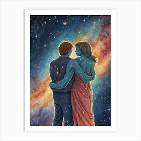 Couple In Space Art Print