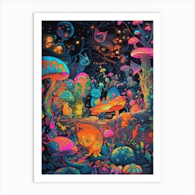 Psychedelic Cats 1 Art Print