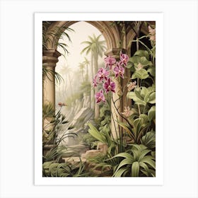 Bamboo Orchid Flower Victorian Style 1 Art Print