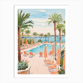 The Resort At Pelican Hill   Newport Beach, California   Resort Storybook Illustration 4 Art Print