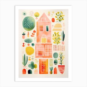 A House In Barcelona, Abstract Risograph Style 5 Art Print