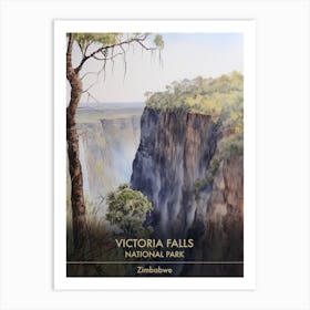 Victoria Falls National Park Zimbabwe Watercolour 3 Art Print