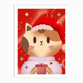 Christmas Cat Art Print Art Print