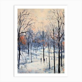 Winter City Park Painting Mount Royal Park Montreal Canada 4 Art Print