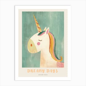 Pastel Storybook Style Unicorn 3 Poster Art Print