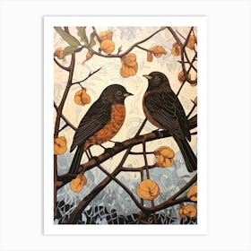 Art Nouveau Birds Poster Blackbird 1 Art Print