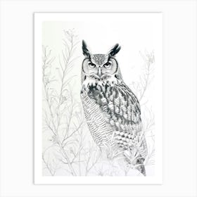 Verreauxs Eagle Owl Drawing 2 Art Print