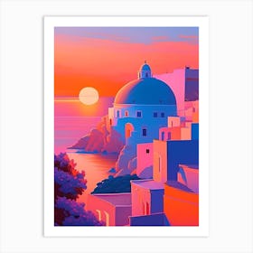 Santorini Sunset Dreamy Landscape Art Print