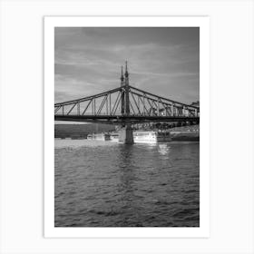 Liberty Bridge Budapest, Hungary | Black and White Photography Art Print