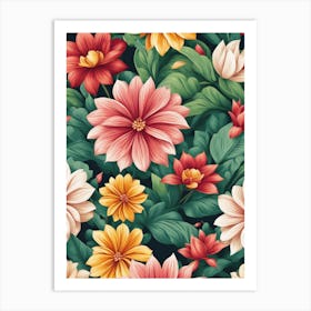 Seamless Floral Pattern 2 Art Print