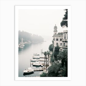 Portofino, Italy, Black And White Photography 1 Art Print