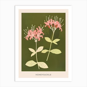 Pink & Green Honeysuckle 1 Flower Poster Art Print