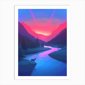 Sunset By The River Art Print