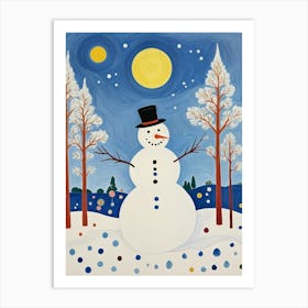 Winter Snowman Art Print