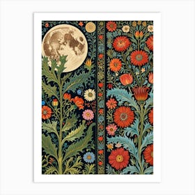 William Morris Moon And Flowers 13 Art Print