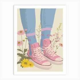 Pink Sneakers And Flowers 7 Art Print