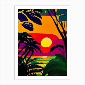 Tropical Plant Sunset 2 Art Print