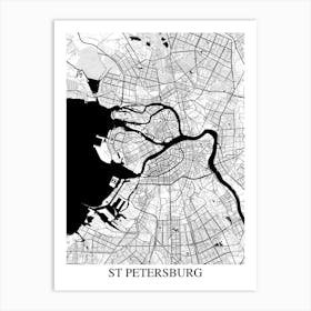 St Petersburg White Black Art Print
